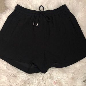 Black drawstring high waisted shorts